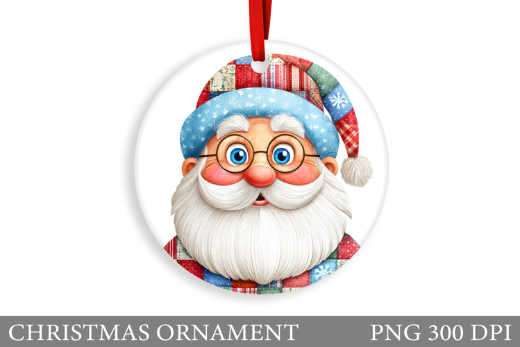 Patchwork Santa Claus Christmas Ornament Sublimation