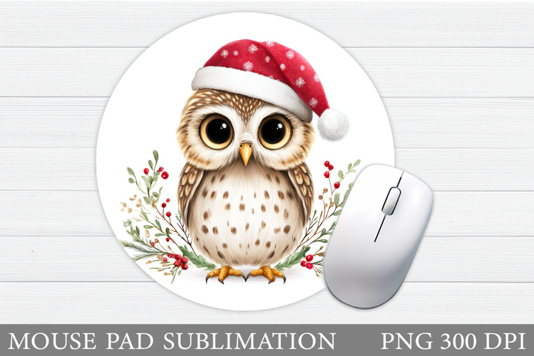 Christmas Owl Mouse Pad. Christmas Mouse Pad Design