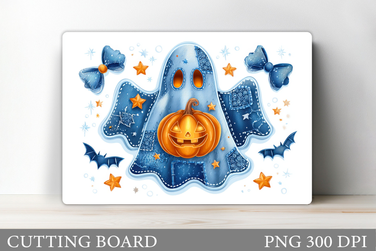 Denim Ghost Cutting Board. Halloween Cutting Board Design