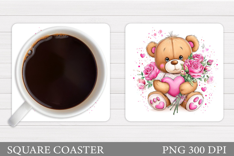Valentines Bear Coaster. Valentines Coaster Sublimation