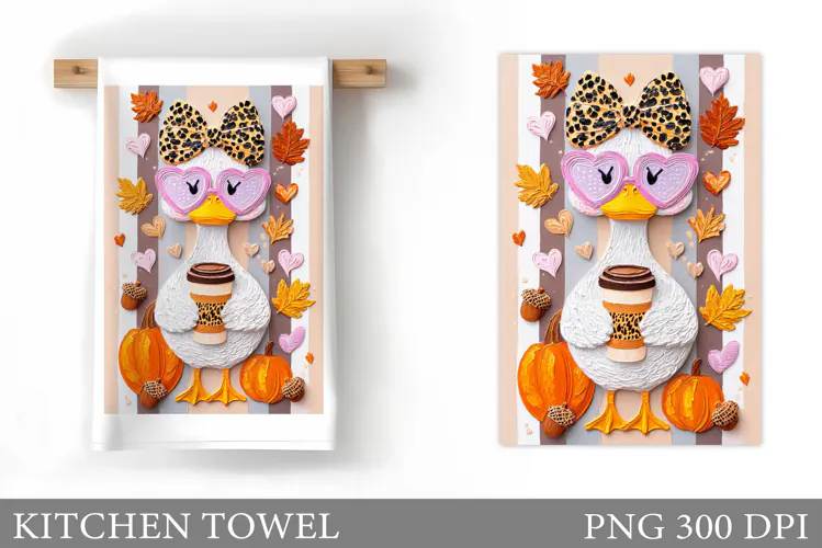 Fall Goose Kitchen Towel. Fall Kitchen Towel Sublimation