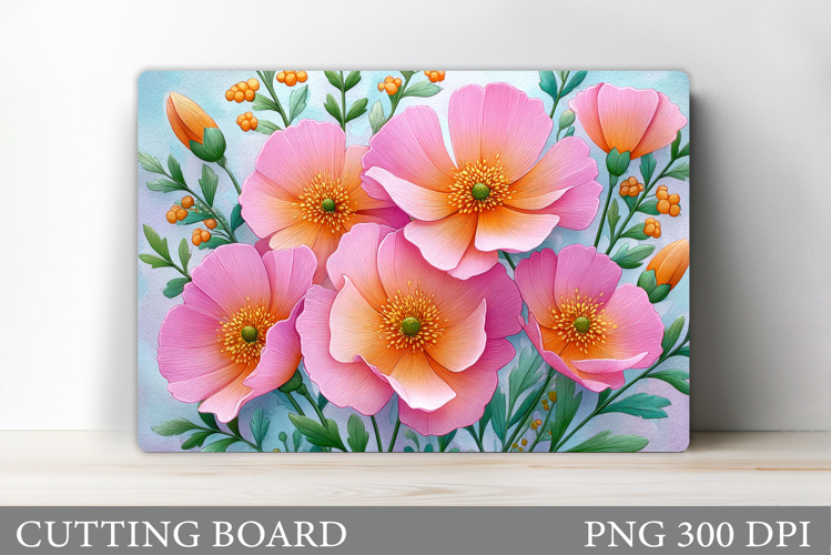 Floral Cutting Board Design. Flowers Cutting Board
