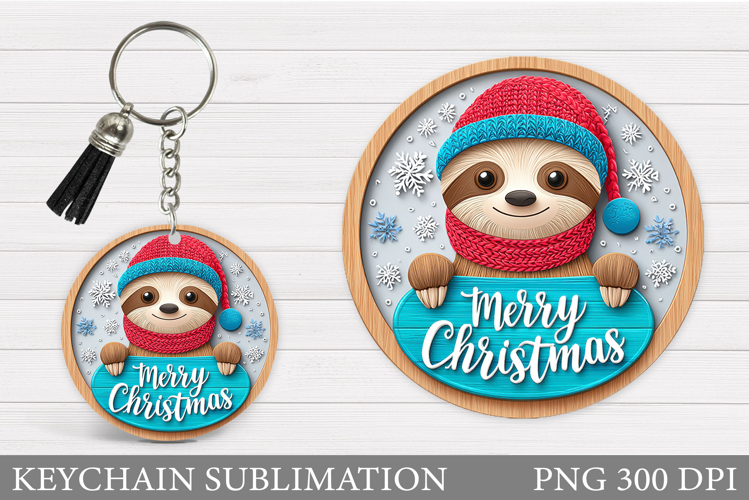 Christmas Sloth Keychain. Sloth Christmas Keychain Design