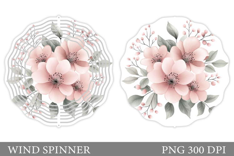 Flowers Wind Spinner Design. Floral Wind Spinner Sublimation