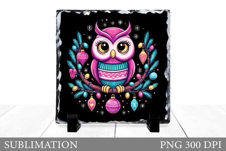 Christmas Owl Sublimation. Christmas Owl Slate Design