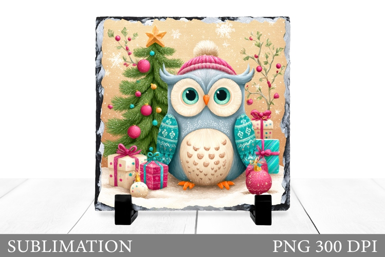 Christmas Owl Sublimation. Christmas Owl Slate Design