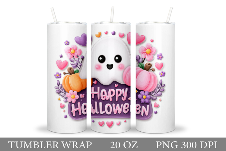 Cute Halloween Pumpkin Tumbler. Cute Ghost Tumbler Design