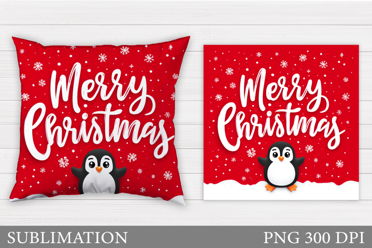Christmas Penguin Pillow. Christmas Pillow Sublimation