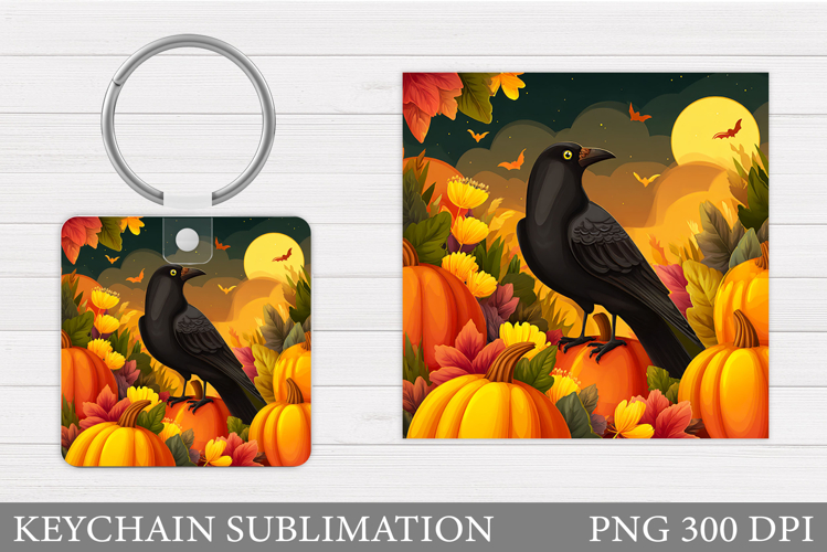 Crow Halloween Keychain. Halloween Crow Keychain Sublimation