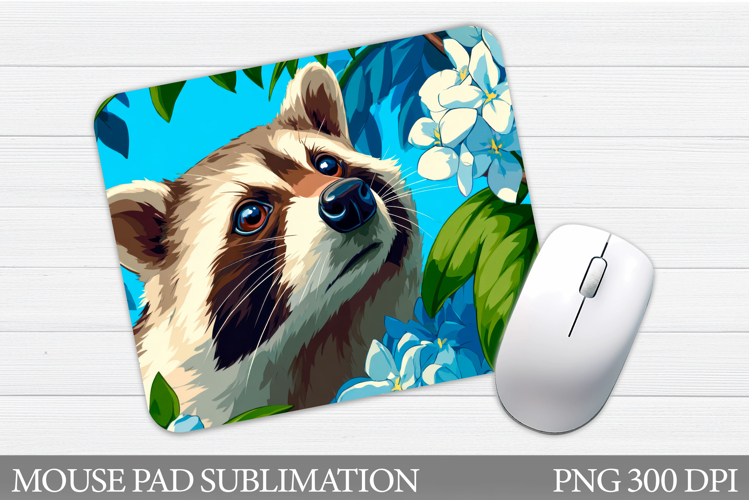 Cute Raccoon Mouse Pad Design. Raccoon Sublimation