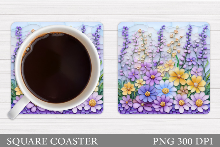 Wildflowers Coaster Design. Floral Coaster Sublimation