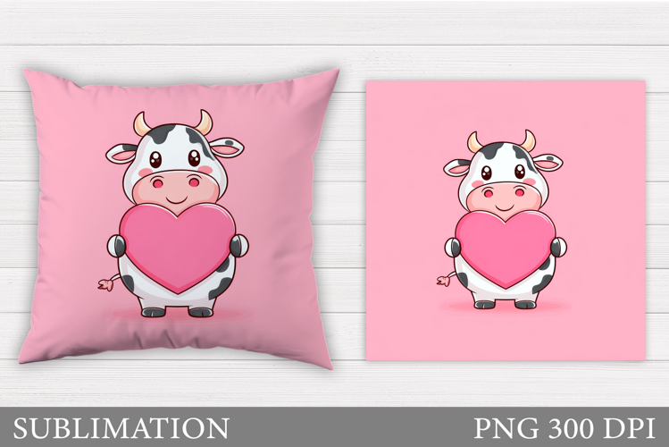 Valentines Cow Pillow. Valentines Pillow Sublimation