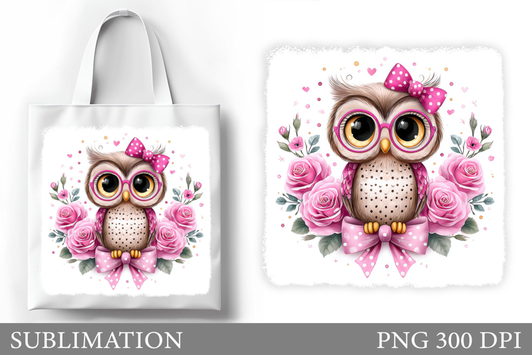 Owl Tote Bag Sublimation. Owl Flowers Sublimation
