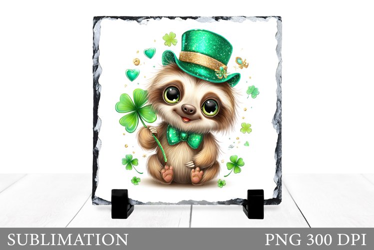 St Patrick Sloth Slate Design. St Patrick Sublimation