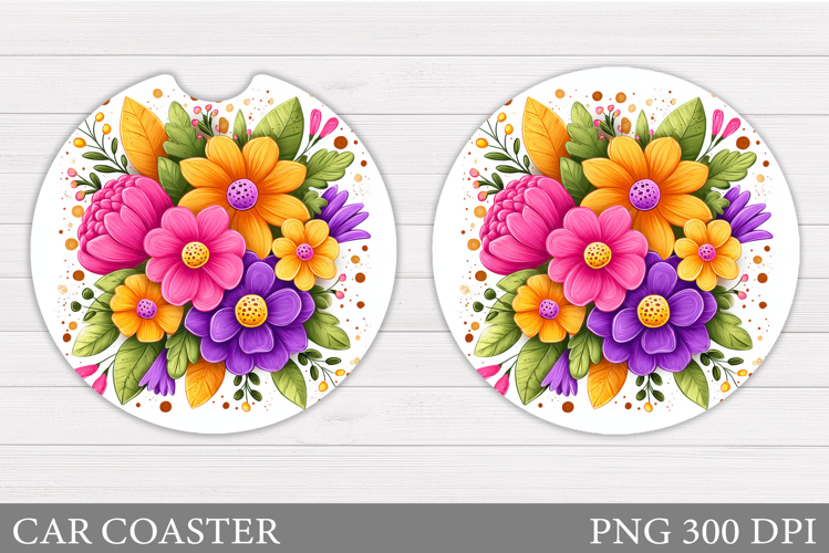 Flowers Car Coaster Design. Flowers Coaster Sublimation