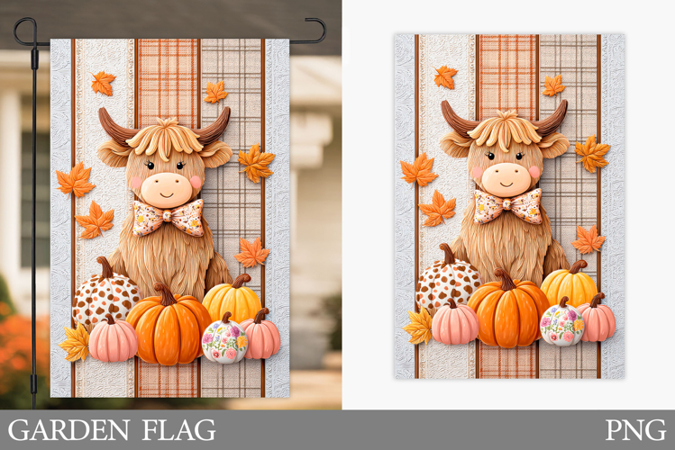 Fall Cow Garden Flag Design. Fall Garden Flag Sublimation
