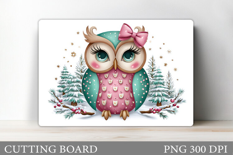 Christmas Owl Cutting Board. Christmas Cutting Board example image 1