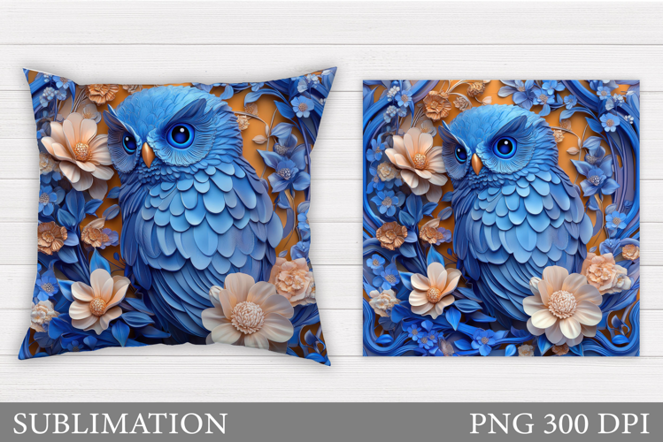 Owl Pillow Sublimation. Owl Flowers Sublimation