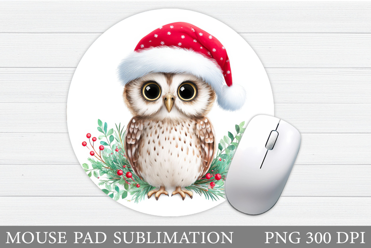Christmas Owl Mouse Pad. Christmas Mouse Pad Design