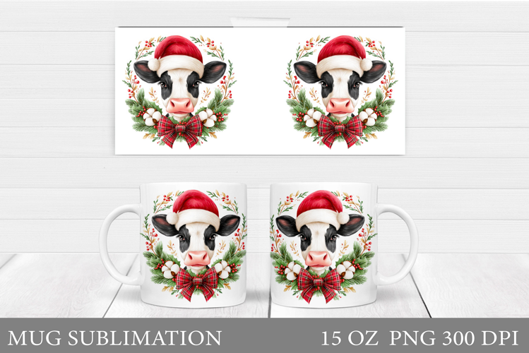 Christmas Cow Mug Design. Christmas Mug Sublimation