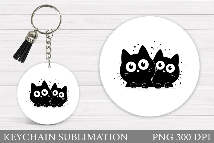 Cute Cat Keychain Design. Cute Cat Sublimation