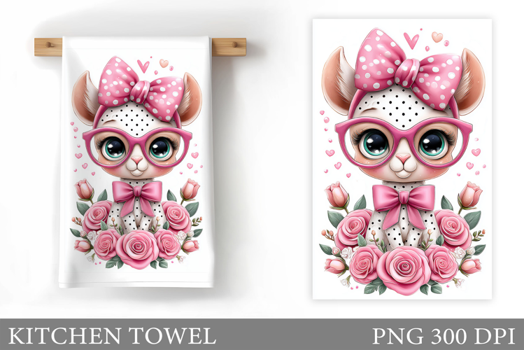 Cute Lama Kitchen Towel. Lama Flowers Kitchen Towel Design