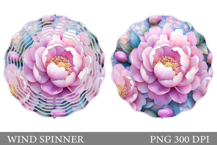 Peony Wind Spinner Design. Flowers Wind Spinner Sublimation