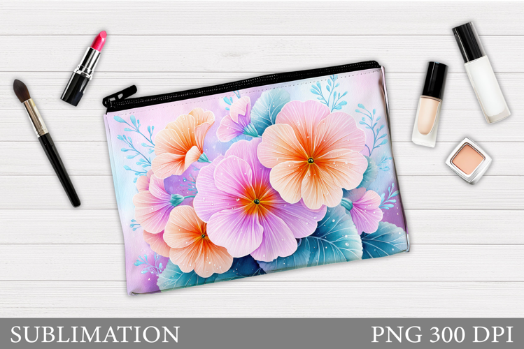 Flowers Makeup Bag Design. Flowers Cosmetics Bag Sublimation