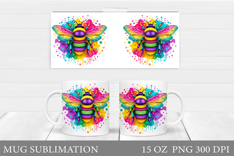Bee Mug Wrap Design. Bee Sublimation
