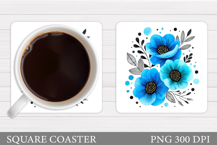 Floral Coaster Sublimation. Flowers Coaster Design