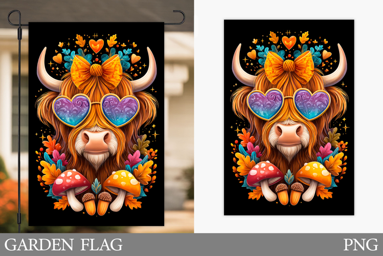 Fall Cow Garden Flag. Fall Garden Flag Sublimation