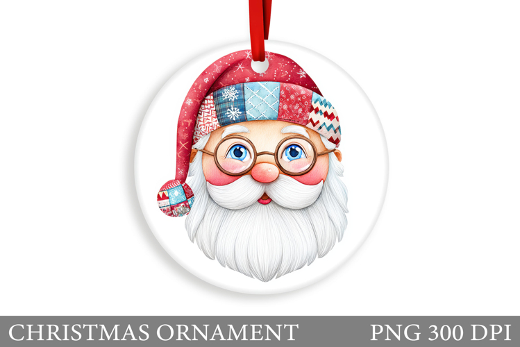 Patchwork Santa Claus Christmas Ornament Sublimation