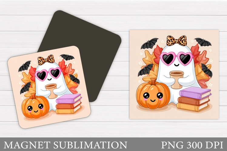 Cute Ghost Magnet Design. Halloween Magnet Sublimation