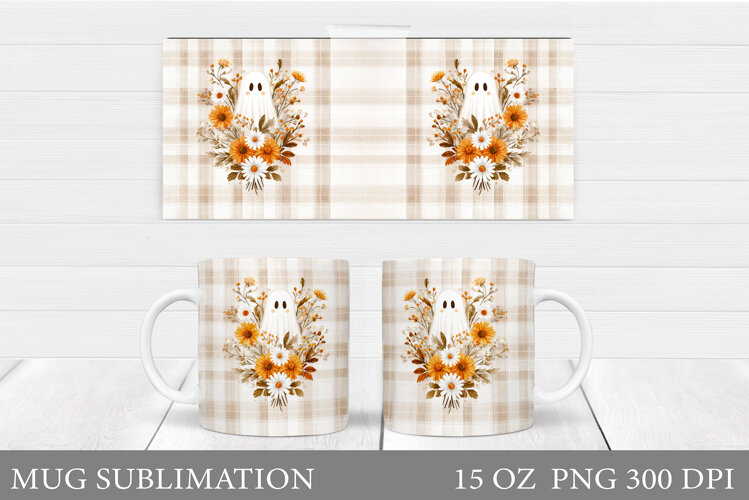 Cute Ghost Mug Sublimation. Halloween Mug Design example image 1