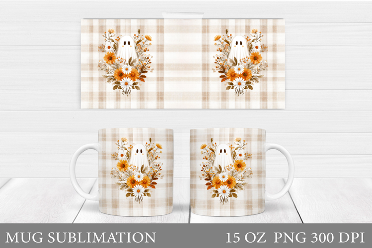 Cute Ghost Mug Sublimation. Halloween Mug Design