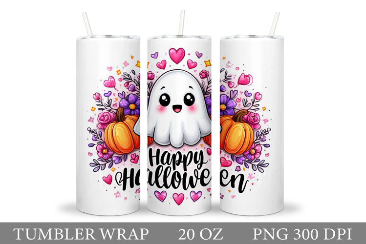 Cute Halloween Pumpkin Tumbler. Cute Ghost Tumbler Design