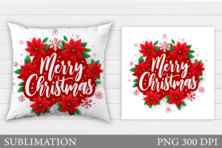 Merry Christmas Pillow Design. Christmas Sublimation