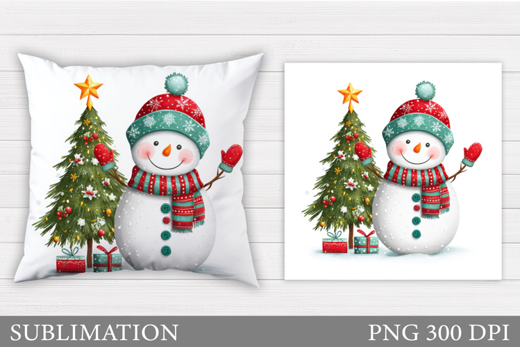 Christmas Snowman Pillow. Christmas Pillow Sublimation