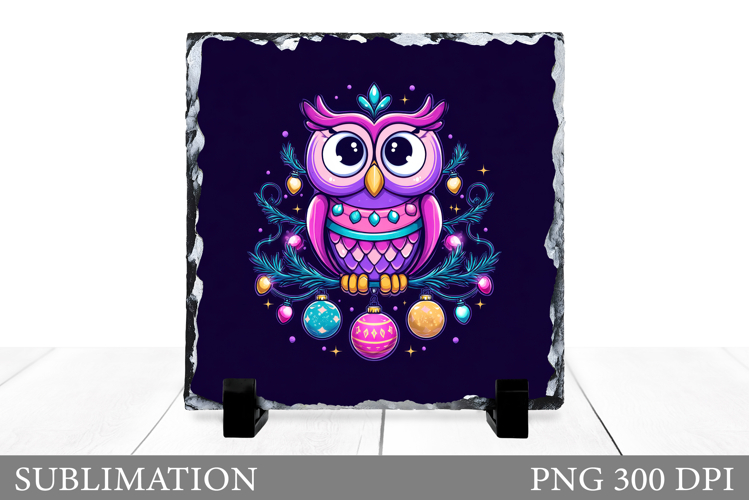 Christmas Owl Sublimation. Christmas Owl Slate Design