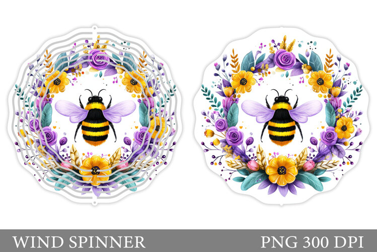Bee Wind Spinner Design. Flowers Wind Spinner Sublimation example image 1