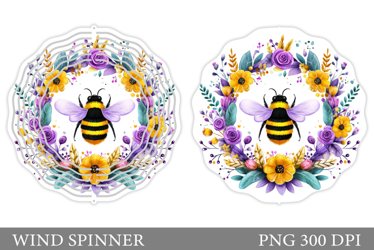 Bee Wind Spinner Design. Flowers Wind Spinner Sublimation