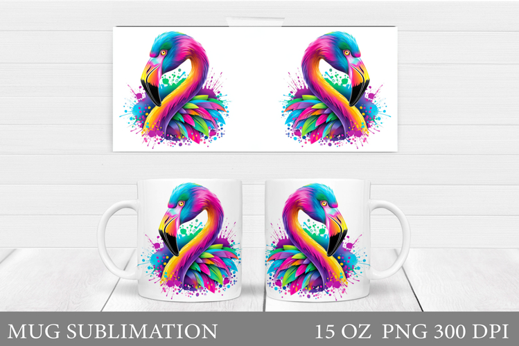 Flamingo Mug Wrap Design. Flamingo Mug Sublimation