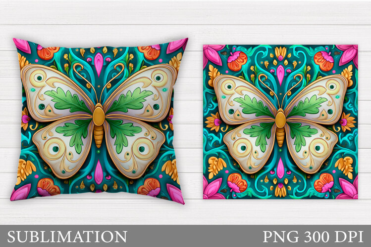 Butterfly Flowers Sublimation. Butterfly Pillow Sublimation example image 1