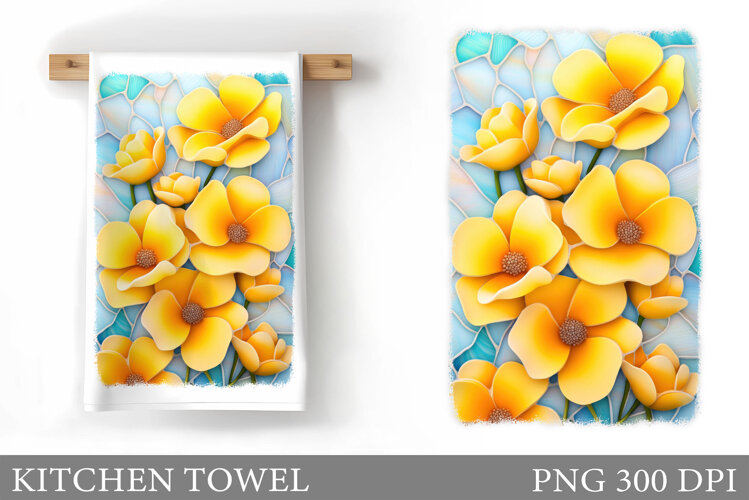 Flowers Kitchen Towel. Floral Kitchen Towel Design example image 1