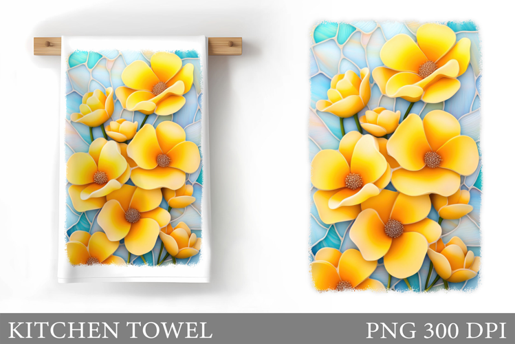 Flowers Kitchen Towel. Floral Kitchen Towel Design