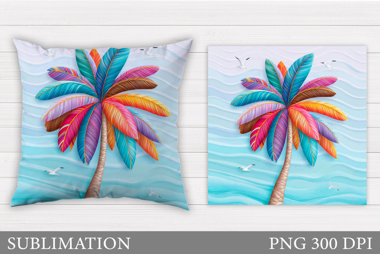 Palm Tree Pillow Sublimation. Summer Pillow Design