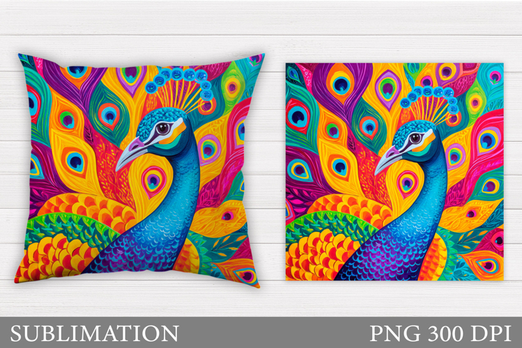 Peacock Pillow Sublimation. Peacock Sublimation example image 1