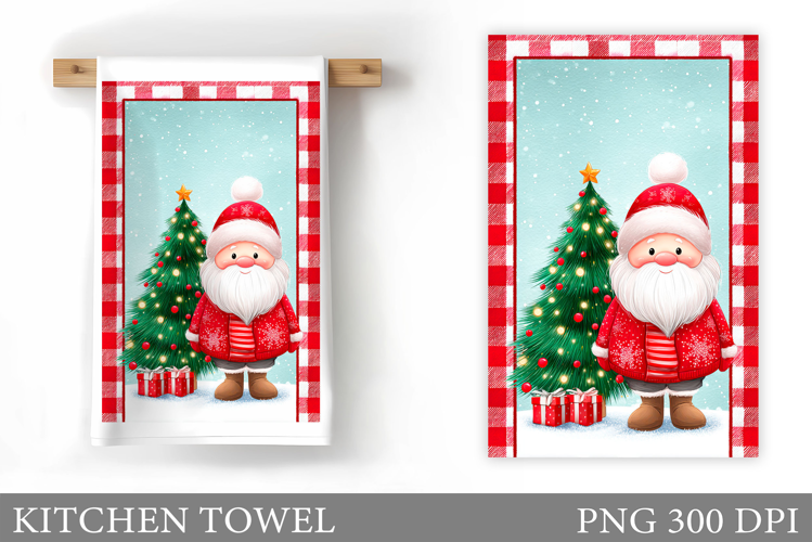Santa Claus Kitchen Towel. Christmas Kitchen Towel Design
