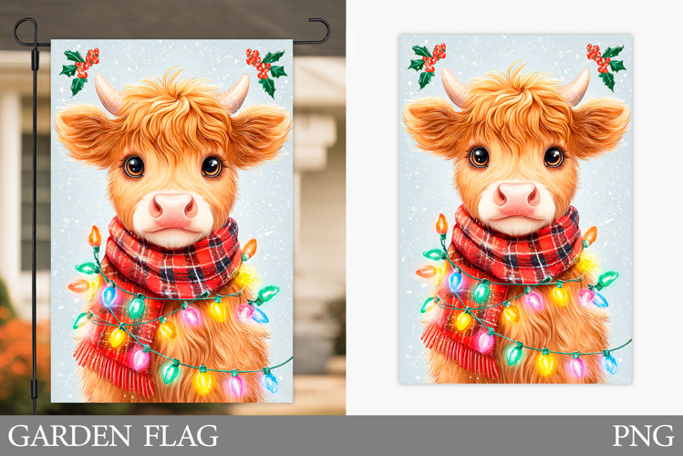 Christmas Cow Garden Flag. Christmas Garden Flag Design