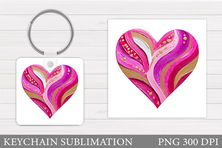 Heart Keychain Design. Valentine Keychain Sublimation example image 1